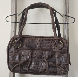 ⭐️40% Off⭐️ Donna Dixon Brown Crocodile Embossed Leather Shoulder Bag